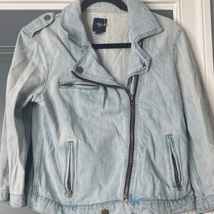 GAP Light Wash Denim Biker Jacket